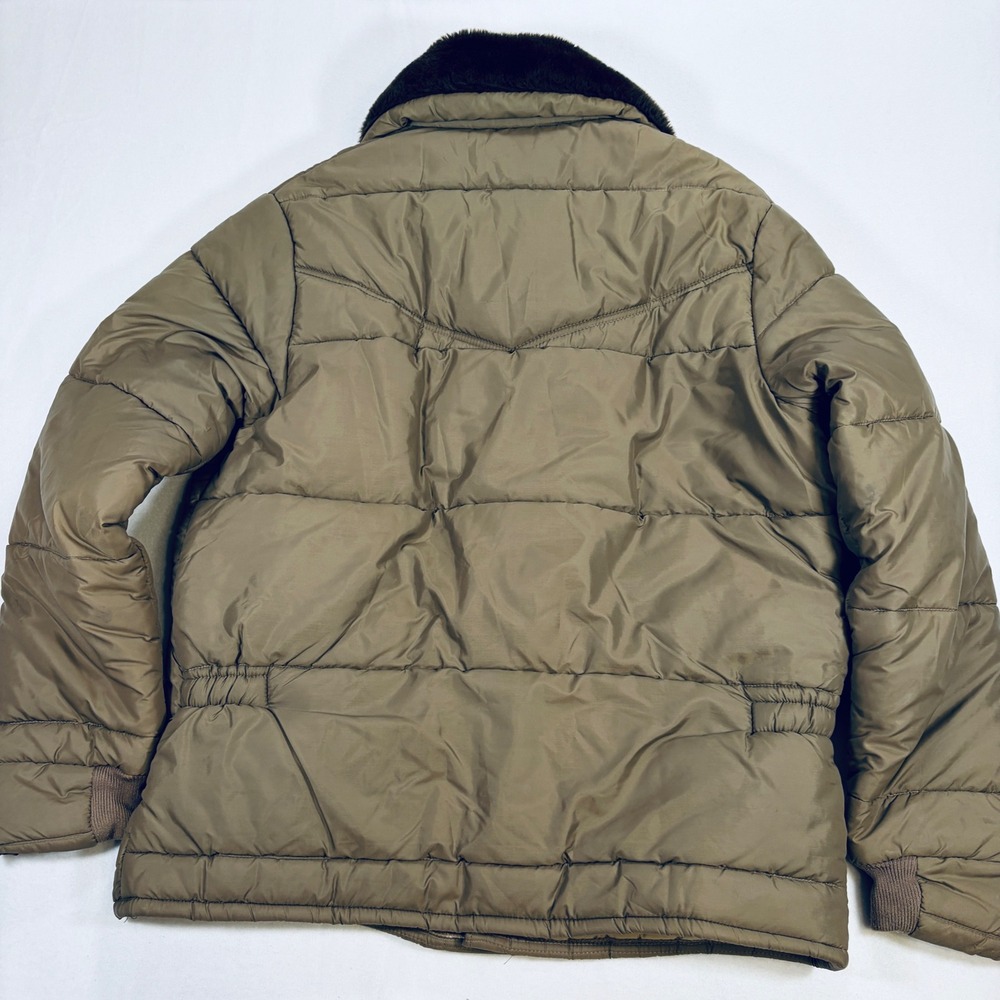 Walls Blizzard-Pruf Vintage 70s Puffer Jacket Faux Fur Collar Brown Medium Reg - Picture 8 of 9